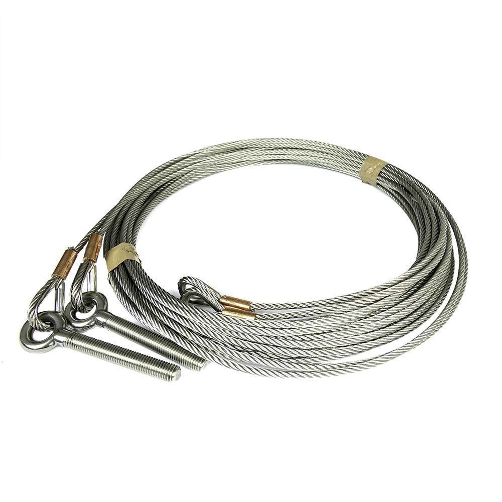 [108021002] RVS Staalkabelset, 3mm, 9000mm, RVS Schroefoog M10 en RVS Puntkous