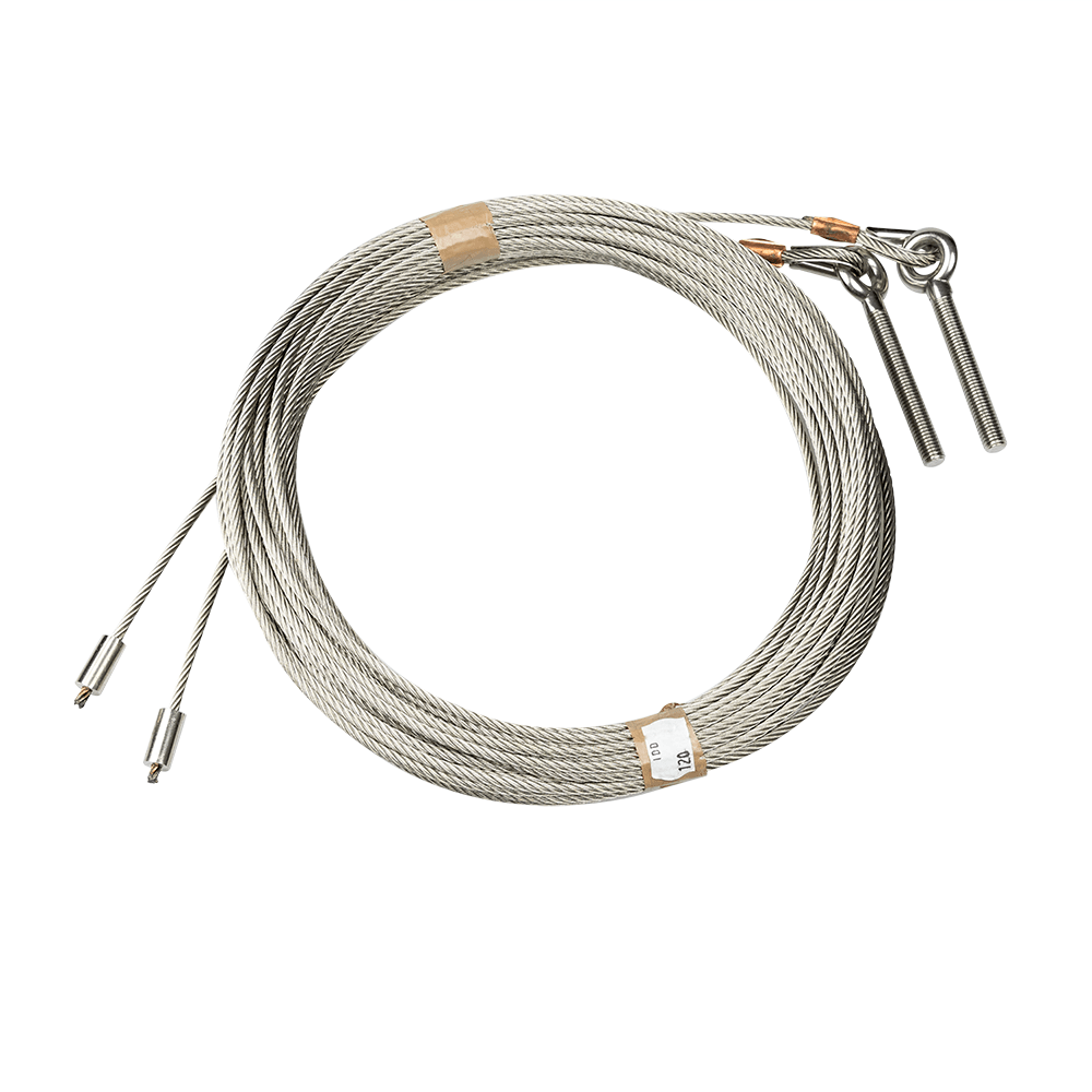 [108021008] RVS Staalkabelset, 5mm, 12000mm, RVS Schroefoog M10 en RVS Eindpersklem