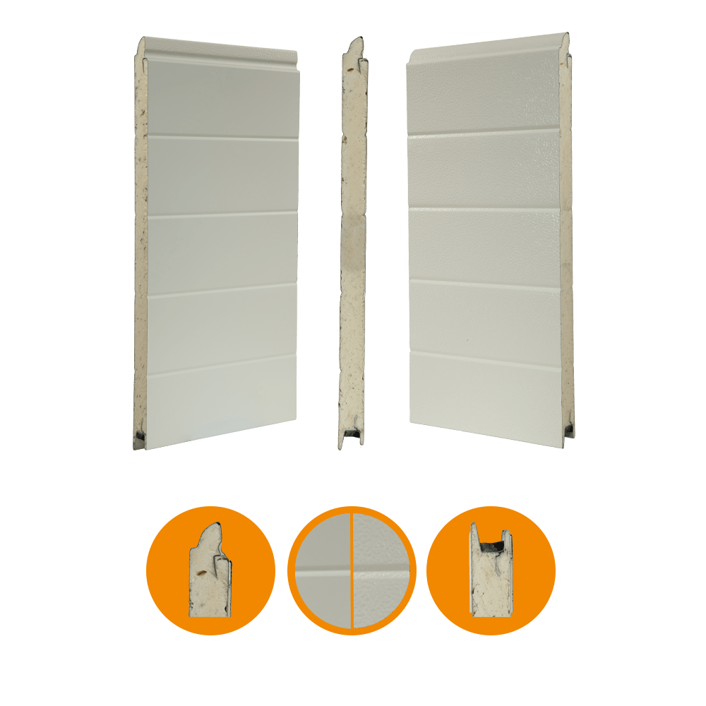 [102001066-a] Door panel ST3V 40x610mm. stucco/smooth FS. RAL9002/RAL9002 (Whole unit, Standard, Standard)