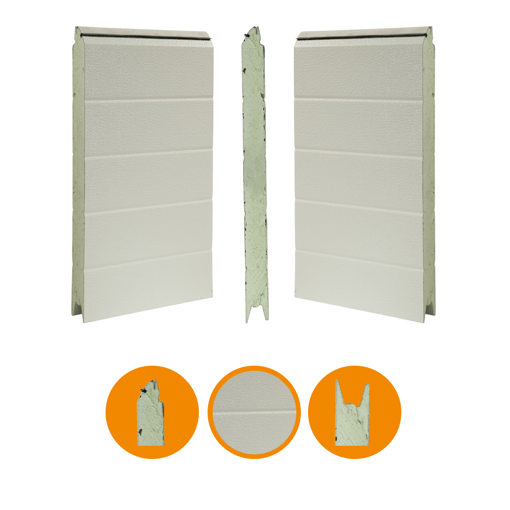 [102001065-a] Kingspan door panel 40x500mm, stucco / stucco RAL 9002/RAL 9010 (Unità completa, Standard, Standard)